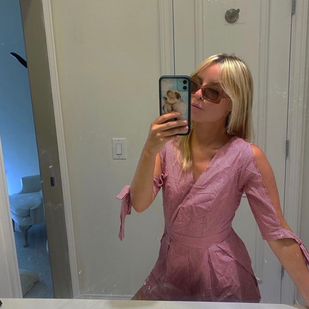 LF red checkered romper